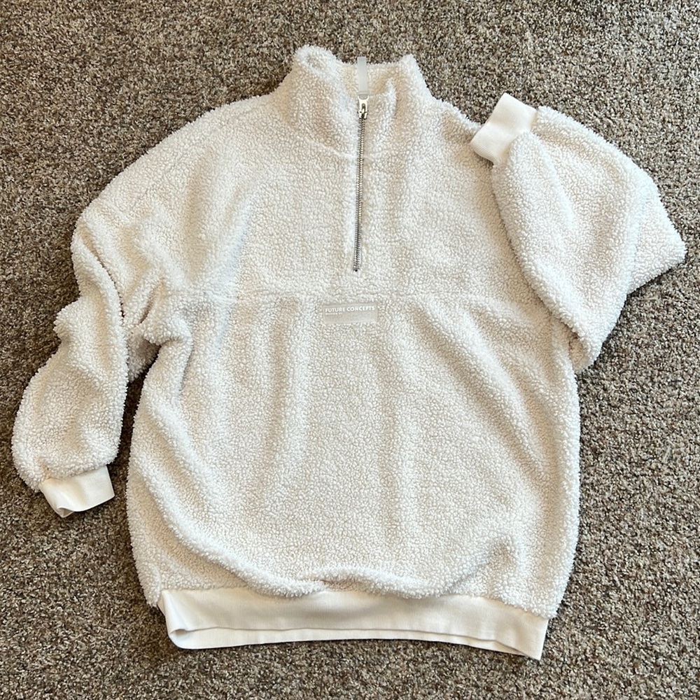 Oversized Divided Cream Sherpa Sweater